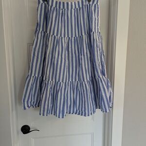 J. Crew A-Line Skirt in Blue and White Stripes